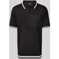 BOSS Green Poloshirt mit gerippten Abschlüssen in Black, Größe XL von BOSS Green