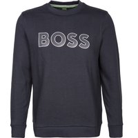 BOSS Green Herren Sweatshirt blau Baumwolle Logo und Motiv von BOSS Green