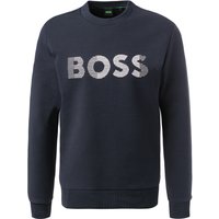 BOSS Green Herren Sweatshirt blau Baumwolle Logo und Motiv von BOSS Green
