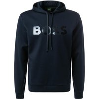 BOSS Green Herren Hoodie blau Baumwolle Logo und Motiv von BOSS Green