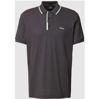 BOSS Green Regular Fit Poloshirt mit Label-Print in Anthrazit, Größe M von BOSS Green