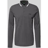 BOSS Green Regular Fit Poloshirt mit Label Stitching Modell 'PLISY' in Anthrazit, Größe L von BOSS Green