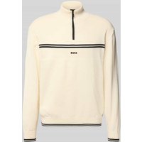 BOSS Green Regular Fit Troyer aus Baumwoll-Mix Modell 'ZONE' in Offwhite, Größe S von BOSS Green