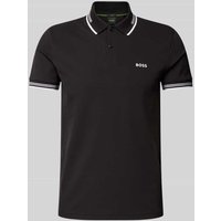 BOSS Green Slim Fit Poloshirt mit Label-Print Modell 'Paul' in Black, Größe L von BOSS Green