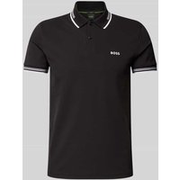 BOSS Green Slim Fit Poloshirt mit Label-Print Modell 'Paul' in Black, Größe XL von BOSS Green