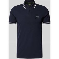 BOSS Green Slim Fit Poloshirt mit Label-Print Modell 'Paul' in Marine, Größe XXL von BOSS Green