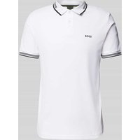 BOSS Green Slim Fit Poloshirt mit Label-Print Modell 'Paul' in Weiss, Größe XL von BOSS Green