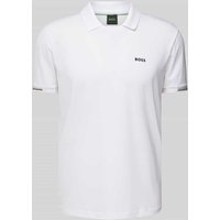 BOSS Green Slim Fit Poloshirt mit Label-Schriftzug Modell 'Palle Mesh' in Weiss, Größe XXL von BOSS Green