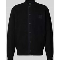 BOSS Green Strickjacke mit Label-Patch Modell 'Drop Needle' in Black, Größe L von BOSS Green