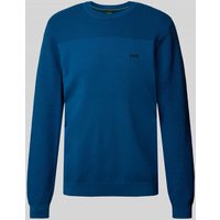 BOSS Green Strickpullover mit Label-Print Modell 'Momentum' in Petrol, Größe XXXL von BOSS Green