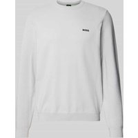 BOSS Green Strickpullover mit Label-Schriftzug Modell 'Momentum' in Hellgrau, Größe XXL von BOSS Green