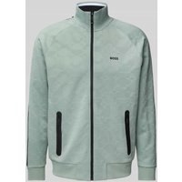 BOSS Green Sweatjacke mit Label-Schriftzug Modell 'Skarley Striped' in Mint, Größe XXL von BOSS Green