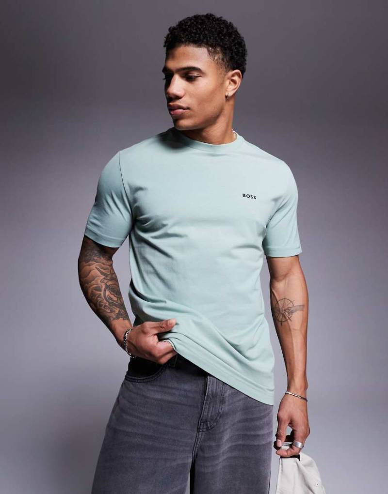 BOSS Green - T-Shirt in Hellgrün mit Logo von BOSS Green