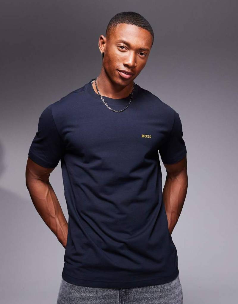 BOSS Green - T-Shirt in Marineblau mit Logo und normalem Schnitt von BOSS Green