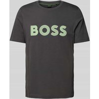 BOSS Green T-Shirt mit Label-Print in Anthrazit, Größe L von BOSS Green