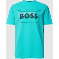 BOSS Green T-Shirt mit Label-Print in Helltuerkis, Größe S von BOSS Green