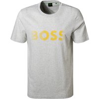 BOSS Green Herren T-Shirt grau Baumwolle meliert von BOSS Green