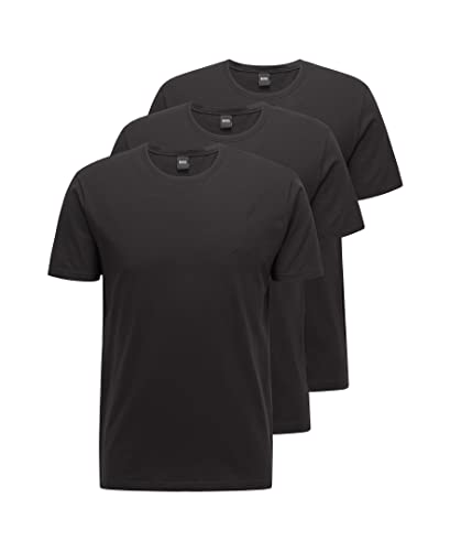 HUGO BOSS Herren T-Shirts Business Shirts Crew Neck 50325388 3er Pack, Farbe:Schwarz, Größe:2XL, Artikel:-001 Black von HUGO BOSS