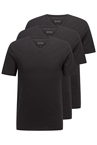 BOSS Herren Classic T-Shirts Kurzarm Shirts Pure Cotton V-Neck 3er Pack, Farbe:Schwarz, Artikel:-001 Black, Größe:XL von BOSS