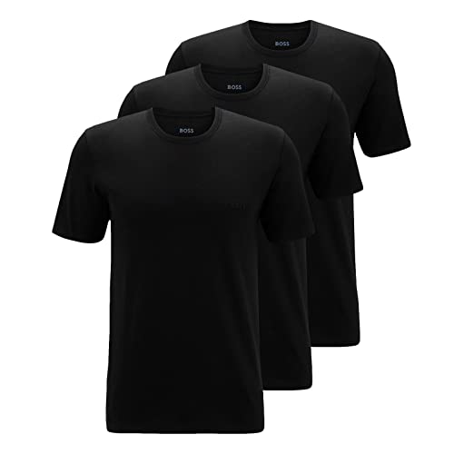 BOSS Hugo 3er P. O-T-Shirt, Unterhemd „Round Neck“- Vorteilspack akt. Kollektion (M, Schwarz) von BOSS