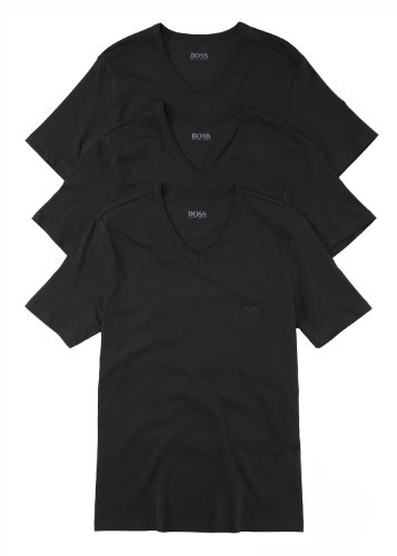 Boss Hugo 3er P. V-T-Shirt, Unterhemd „V-Neck“- Vorteilspack akt. Kollektion (L, Schwarz) von Boss