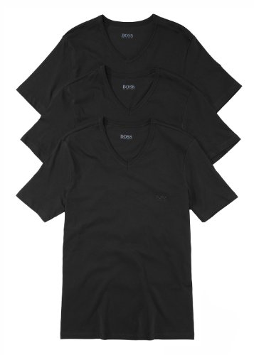 BOSS Hugo 3er P. V-T-Shirt, Unterhemd „V-Neck“- Vorteilspack akt. Kollektion (XXL, Schwarz) von BOSS