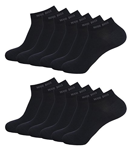 Hugo Boss Herren Sneaker Socken Füßlinge Business Socks 50388443 12 Paar, Farbe:Schwarz, Größe:43-46, Artikel:-001 black von HUGO BOSS