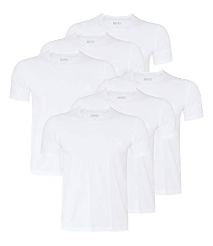 HUGO BOSS Herren T-Shirts Business Shirts Crew Neck 50325388 6er Pack, Farbe:Weiß, Größe:XL, Artikel:-100 White von HUGO BOSS