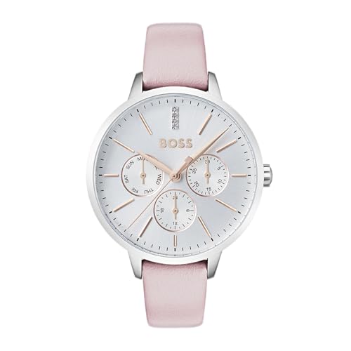 BOSS Multi Zifferblatt Quarz Uhr für Damen Kollektion Symphony mit Pinkes Lederarmband - 1502419 von BOSS