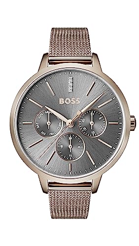 BOSS Multi Zifferblatt Quarz Uhr für Damen mit Rotgoldfarbenes Edelstahlarmband - 1502424 von BOSS