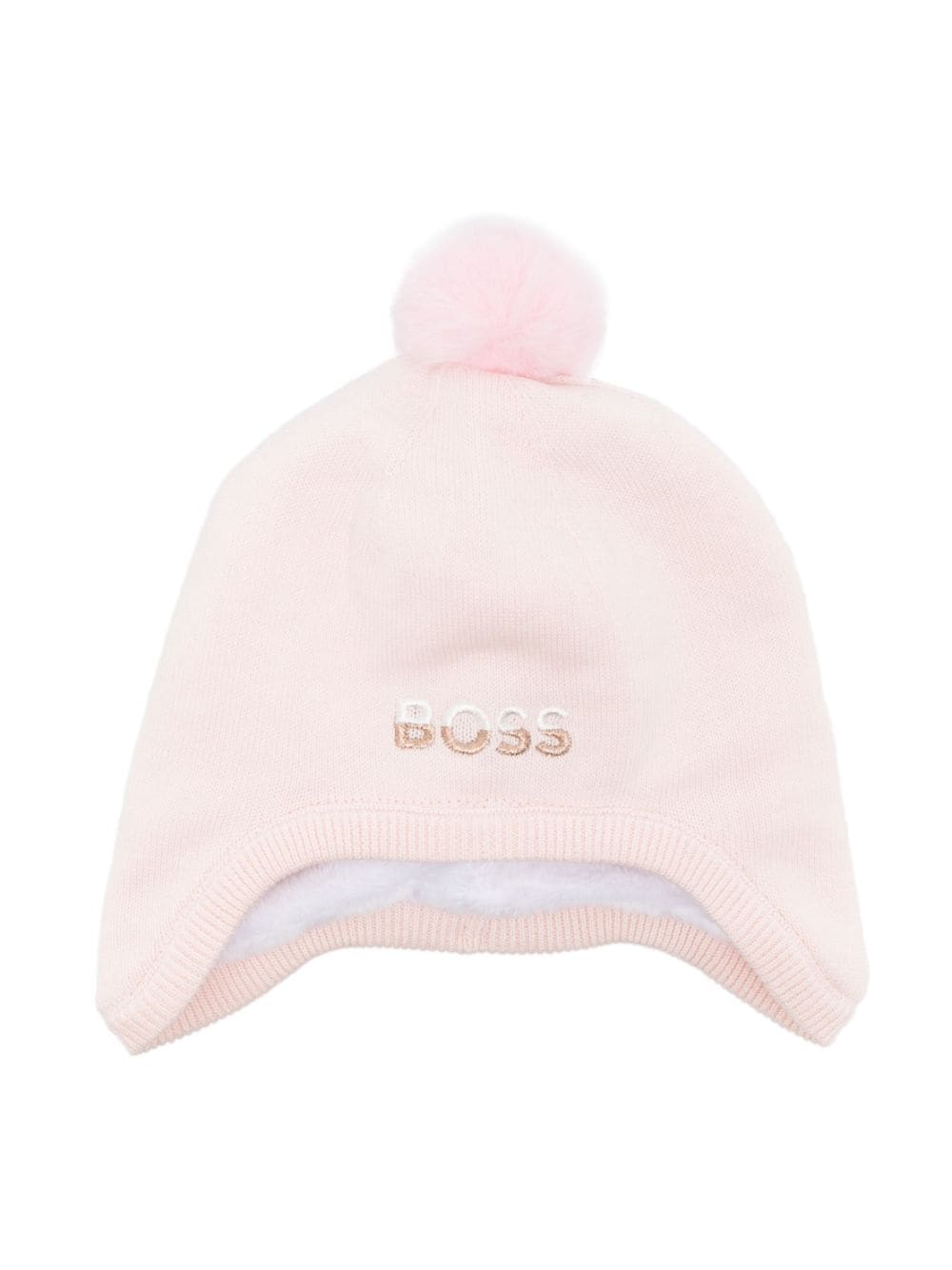 BOSS Kidswear Bommelmütze mit Logo-Stickerei - Rosa von BOSS Kidswear