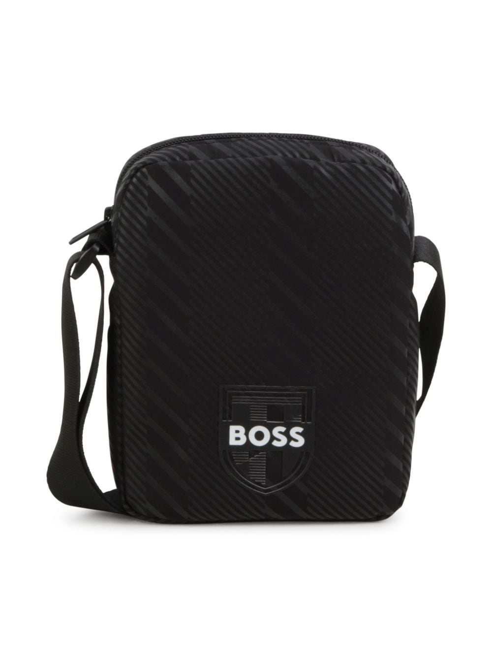 BOSS Kidswear Gestreifte Schultertasche mit Logo-Applikation - Schwarz von BOSS Kidswear