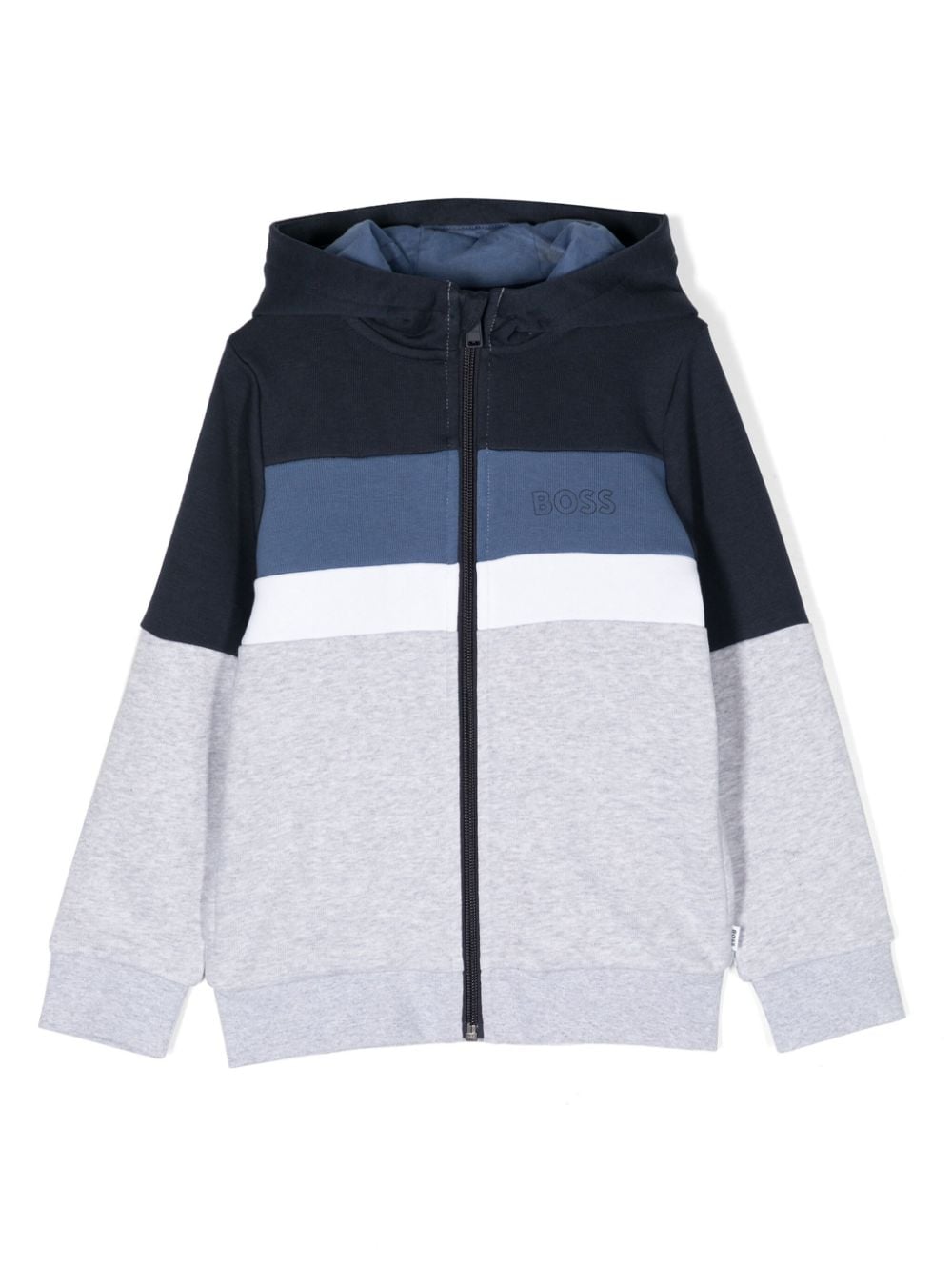 BOSS Kidswear Gestreifter Hoodie mit Logo - Grau von BOSS Kidswear