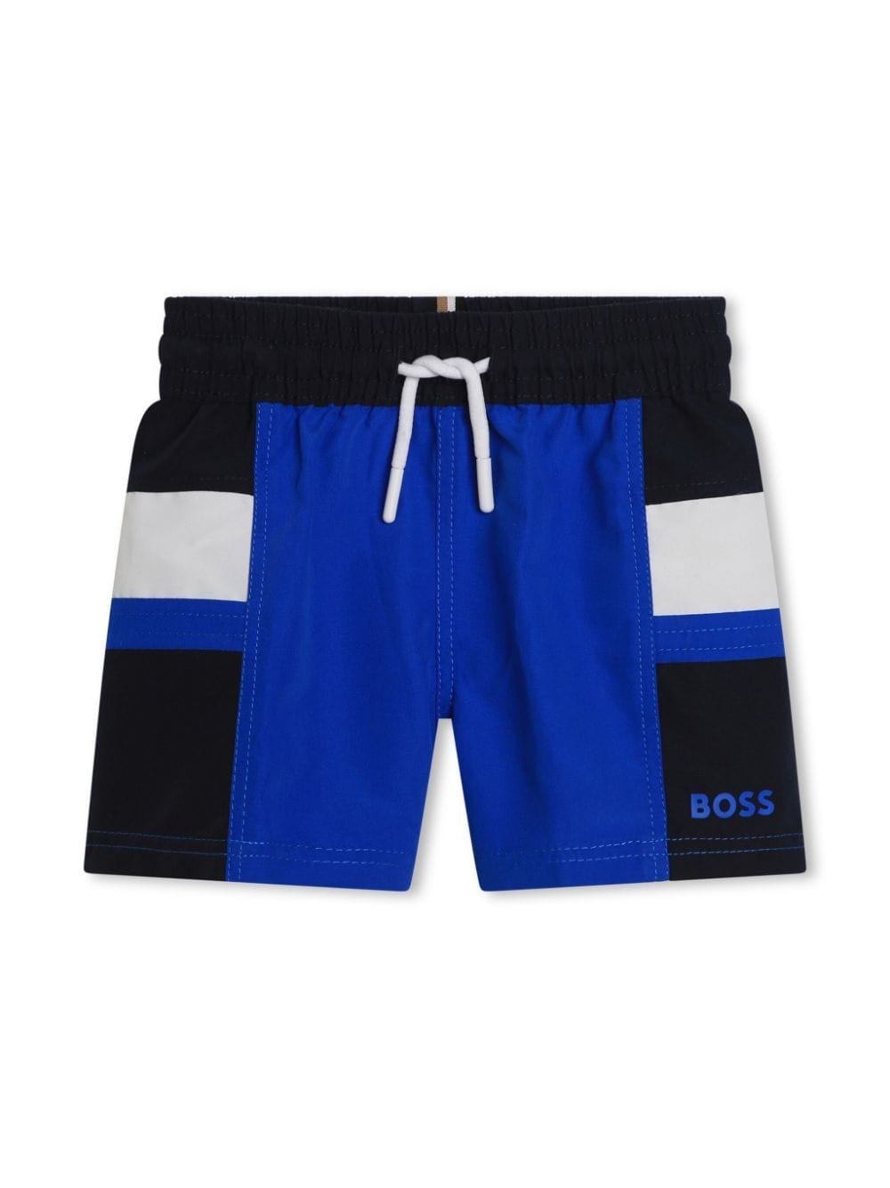 BOSS Kidswear Kordelzug-Badeshorts in Colour-Block-Optik - Blau von BOSS Kidswear