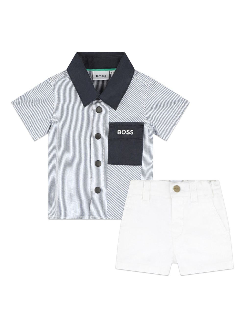 BOSS Kidswear Set aus Hemd und Shorts mit Logo-Stickerei - Blau von BOSS Kidswear