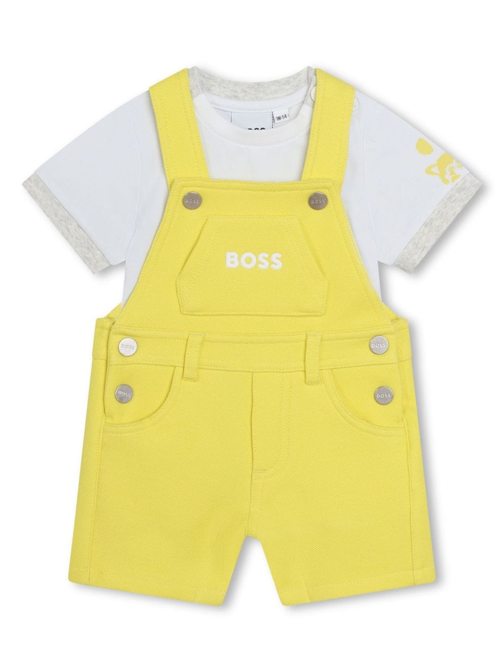 BOSS Kidswear Set aus T-Shirt und Latzhose mit Logo-Stickerei - Gelb von BOSS Kidswear