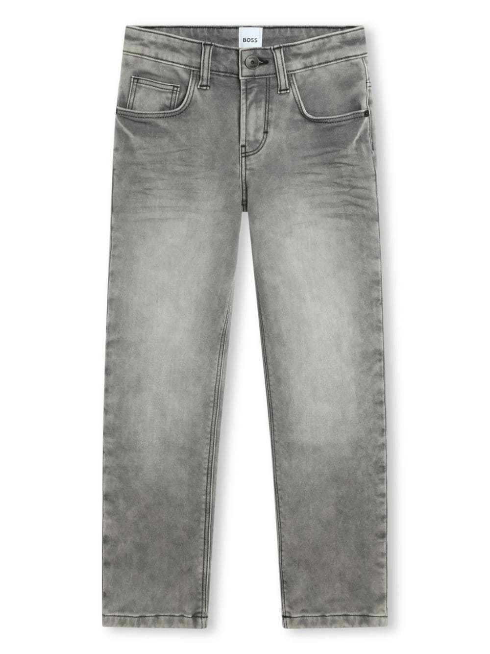 BOSS Kidswear Straight-Leg-Jeans mit Logo - Grau von BOSS Kidswear