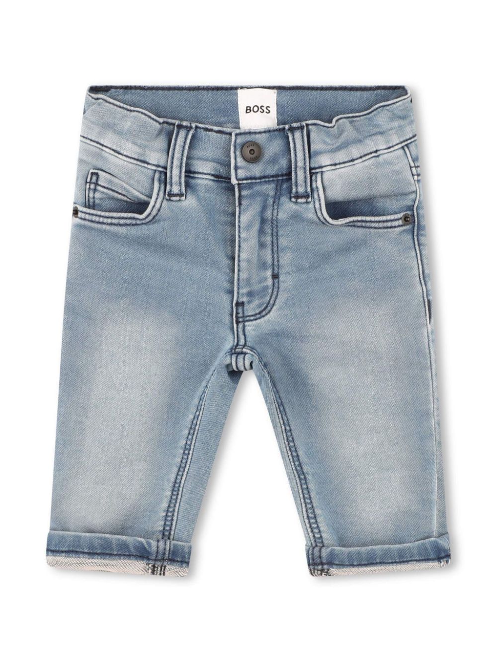 BOSS Kidswear Straight-Leg-Jeans mit Logo-Applikation - Blau von BOSS Kidswear