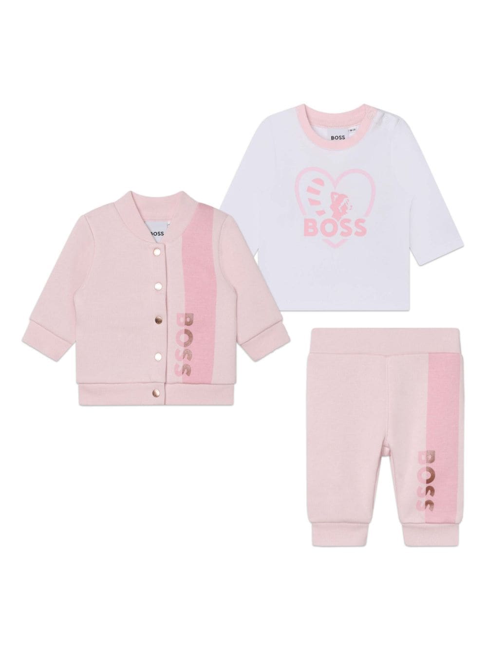 BOSS Kidswear Dreiteiliges Set aus Bio-Baumwolle - Rosa von BOSS Kidswear