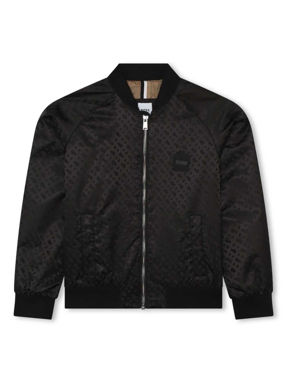 BOSS Kidswear Bomberjacke aus Monogramm-Jacquard - Schwarz von BOSS Kidswear