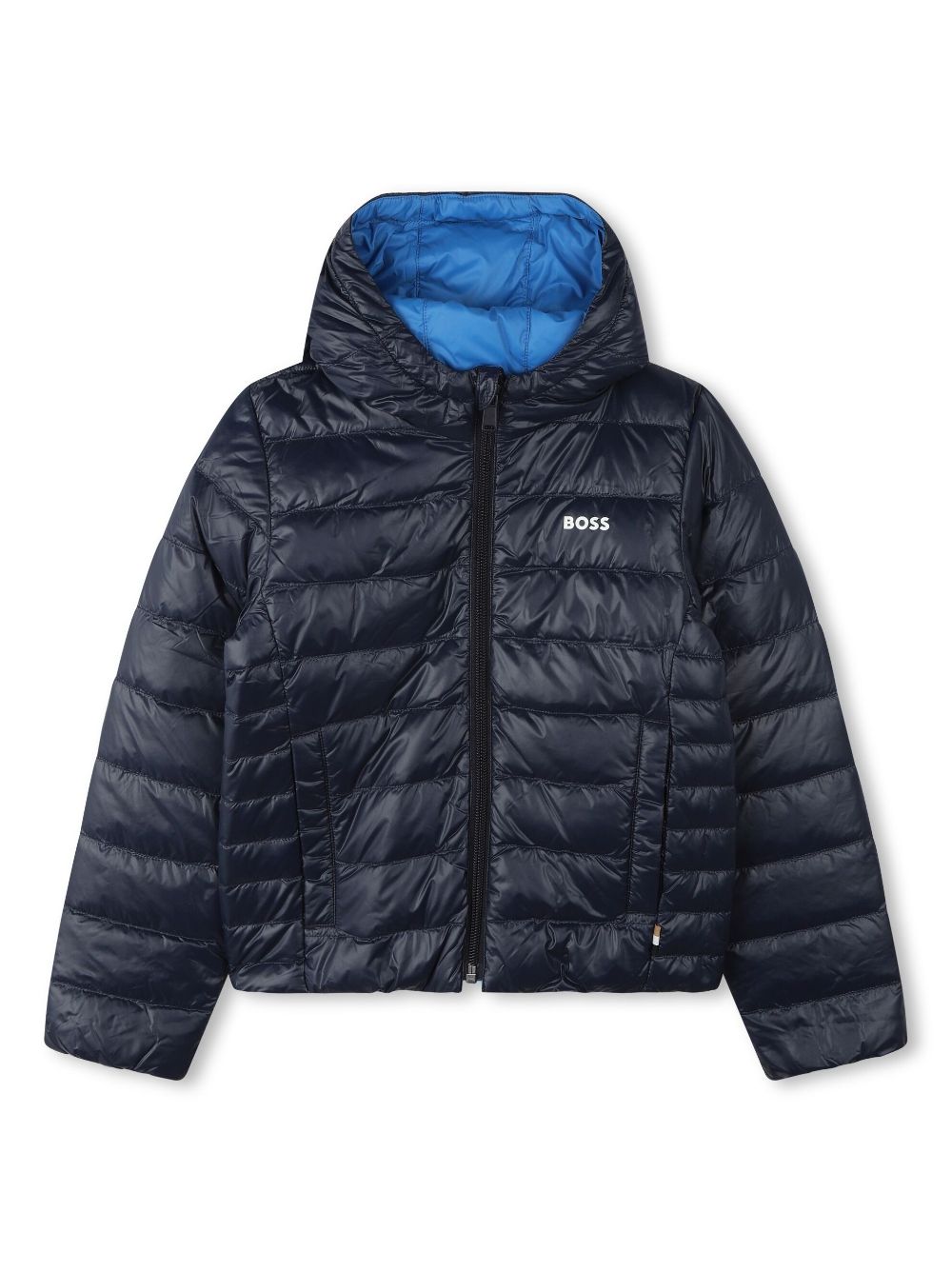 BOSS Kidswear Gefütterte Kapuzenjacke mit Logo-Print - Blau von BOSS Kidswear