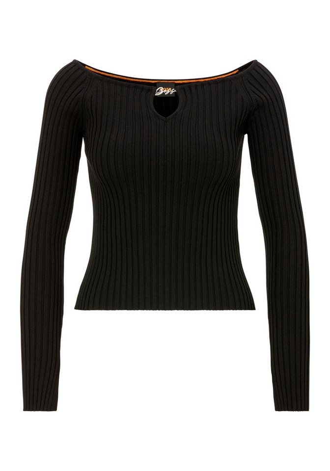 BOSS ORANGE Carmenpullover C_Fayez Cut-Out mit Logodetail BOSS ORANGE Carmenpullover C_Fayez Cut-Out mit Logodetail von BOSS ORANGE
