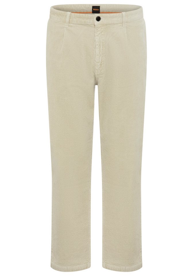 BOSS ORANGE Cordhose Pleated tapered fit, Feincord-Qualität, Bundfalte von BOSS ORANGE