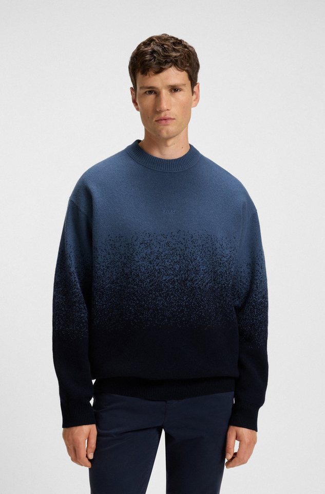 BOSS ORANGE Jacquardpullover Kalbrush Rundhalsausschnitt, Relaxed Fit, Jacquard-Strick mit Farbverlauf von BOSS ORANGE