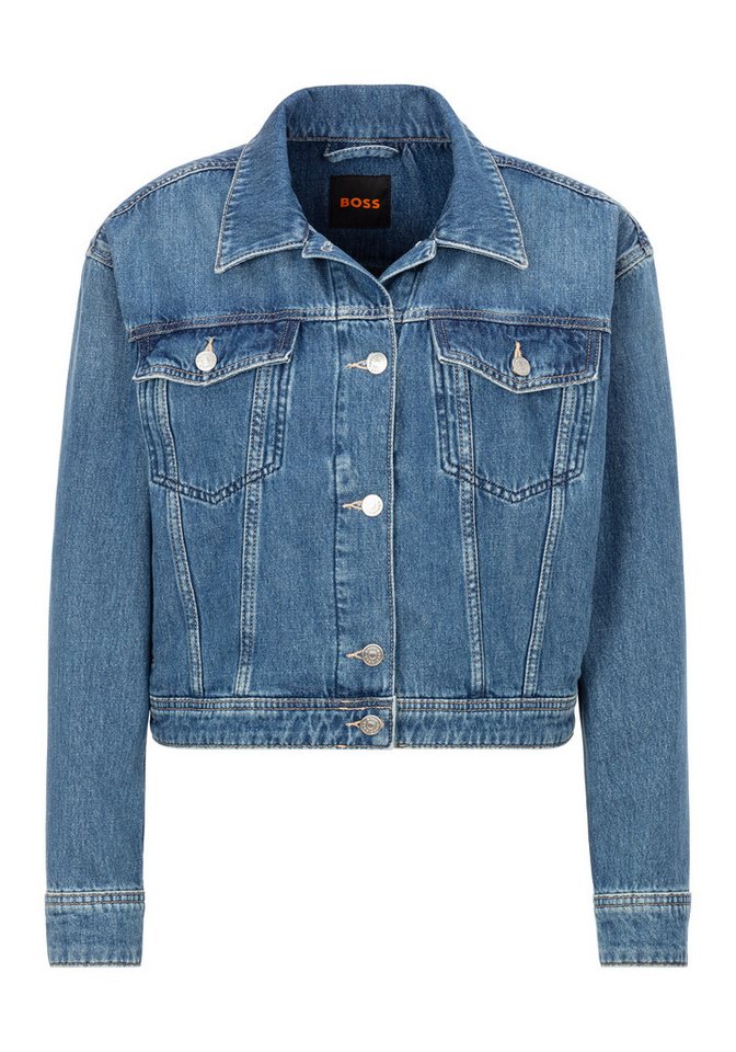 BOSS ORANGE Jeansjacke TRUCKER JACKET 1.0 Premium Damenmode Boxy Fit, Faltendetail hinten von BOSS ORANGE