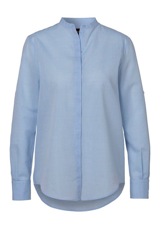 BOSS ORANGE Klassische Bluse Befelize Premium Damenmode Chambray Qualität, Stehkragen von BOSS ORANGE