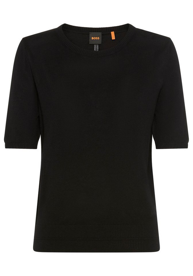 BOSS ORANGE Kurzarmpullover Fiaffusa Premium Damenmode mit dezentem Ajourstrickmuster hinten von BOSS ORANGE