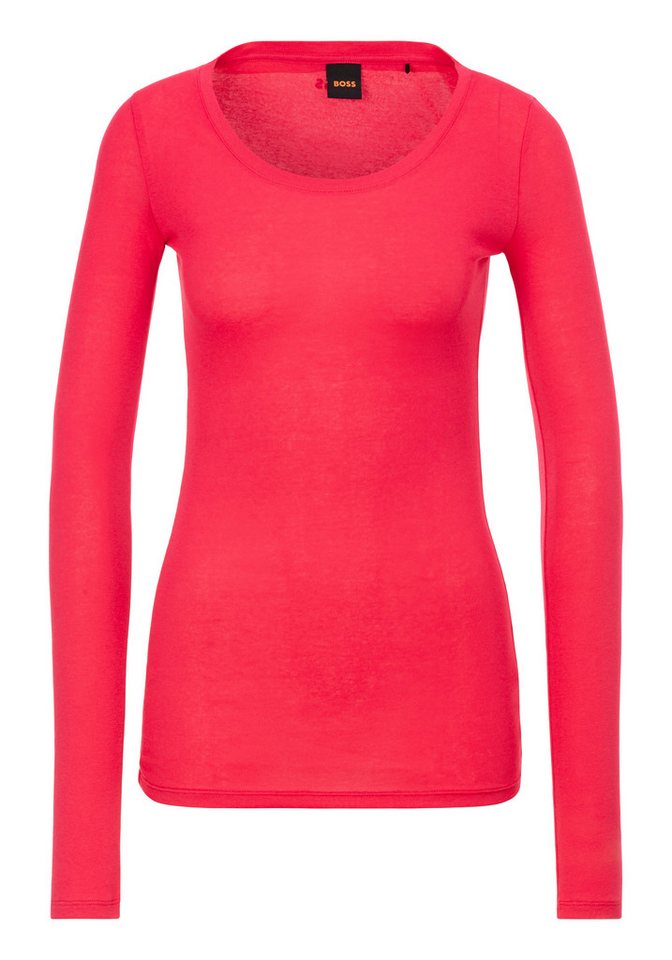BOSS ORANGE Langarmshirt Elayer Premium Damenmode mit tiefem Ausschnitt von BOSS ORANGE