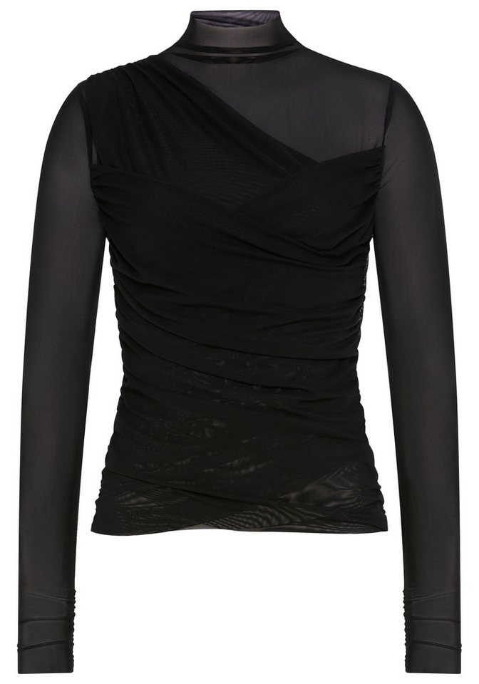 BOSS ORANGE Langarmshirt Etulah Premium Damenmode aus Mesh, Slim Fit von BOSS ORANGE