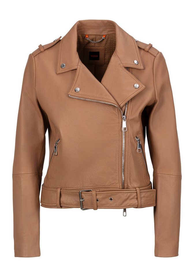 BOSS ORANGE Lederjacke C_Sameli Premium Damenmode mit Ziergürtel von BOSS ORANGE